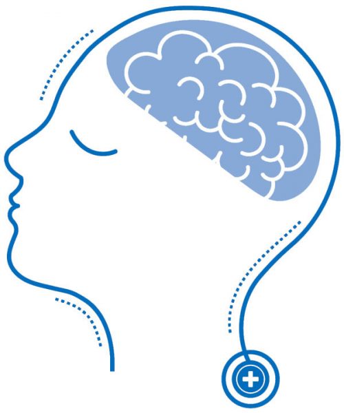 Dibujo de la silueta de una cabeza de perfil con el cerebro a la vista